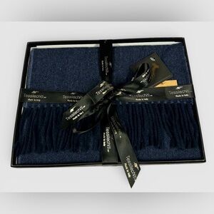 Ashmere Wool Italy Scarf Tessilechiti Navy Gift Box NWT